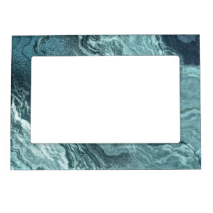 Crystalized Teal Agate   Dark Aqua Marbled Stone Magnetic Frame