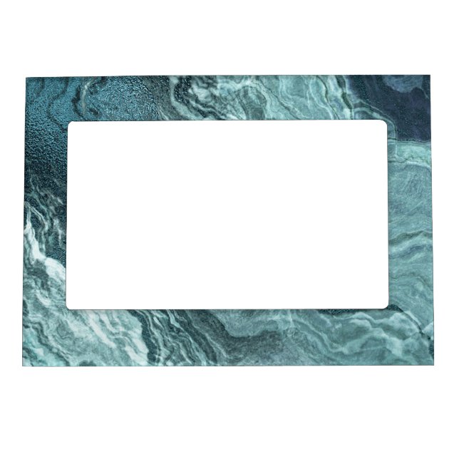 Crystalized Teal Agate | Dark Aqua Marbled Stone Magnetic Frame (Front)