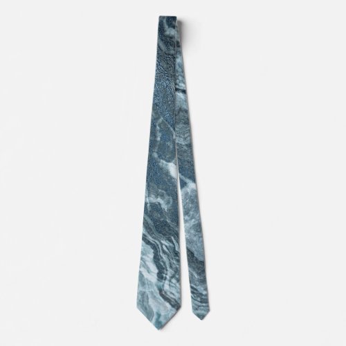 Crystalized Teal Agate  Dark Aqua Marbled Stone Neck Tie