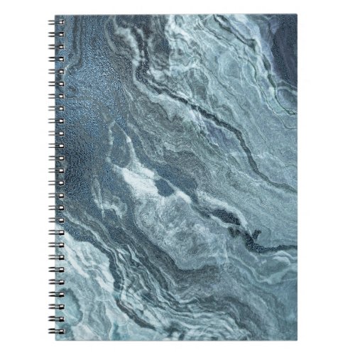 Crystalized Teal Agate  Dark Aqua Marbled Stone Notebook