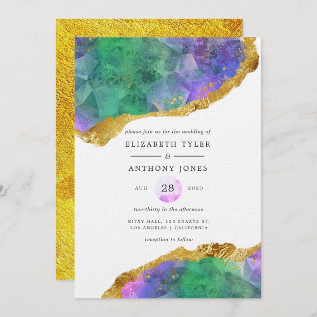 Crystallic Agate Jewel Wedding Invitation (Front/Back)