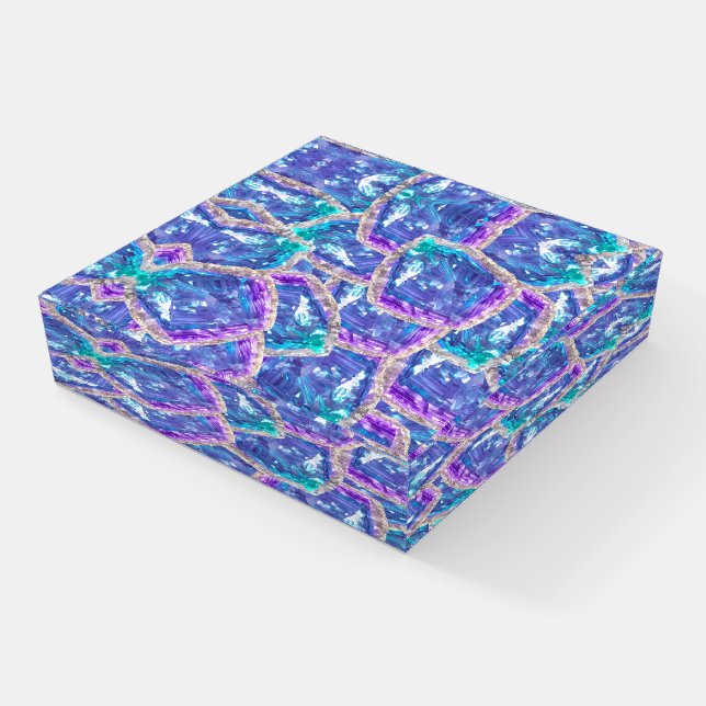 Crystalline Dreams: Amethyst and Aqua Fusion Paperweight (Angled)