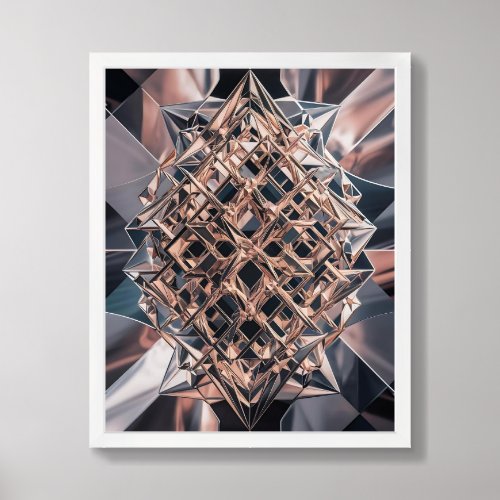 Crystalline Harmony Abstract Geometry Framed Art