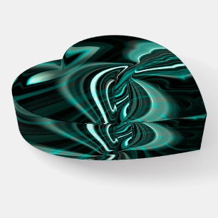 Crystalline on dark green cyan curves and ripples paperweight
