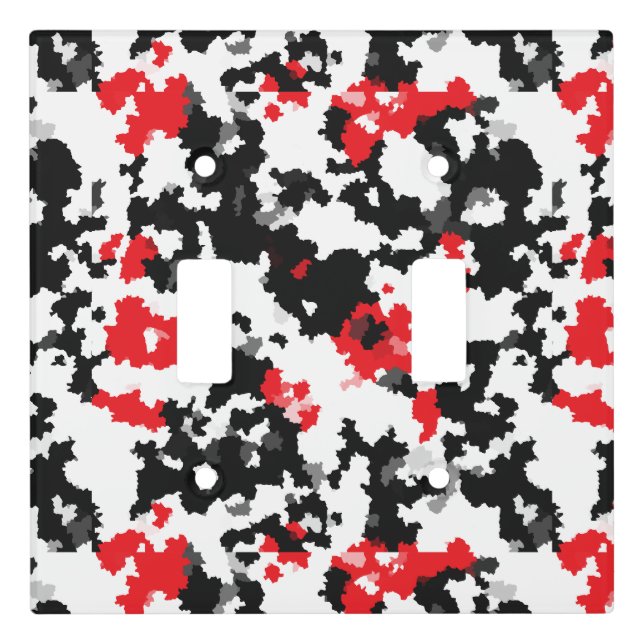 Crystalline Red Black And White Abstract Pattern Light Switch Cover (Front)