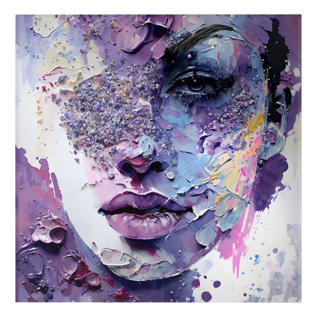 "Crystalline Silence" – A Purple Portrait Acrylic Print (Front)