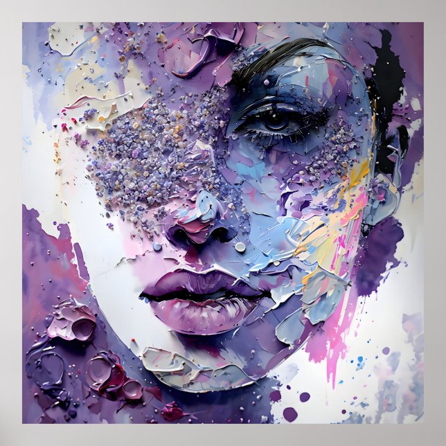 "Crystalline Silence" – A Purple Portrait Poster (Front)