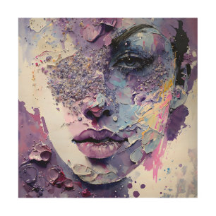 "Crystalline Silence" – A Purple Portrait Wood Wall Art