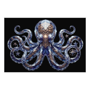 Crystalline Steampunk Octopus Photo Print