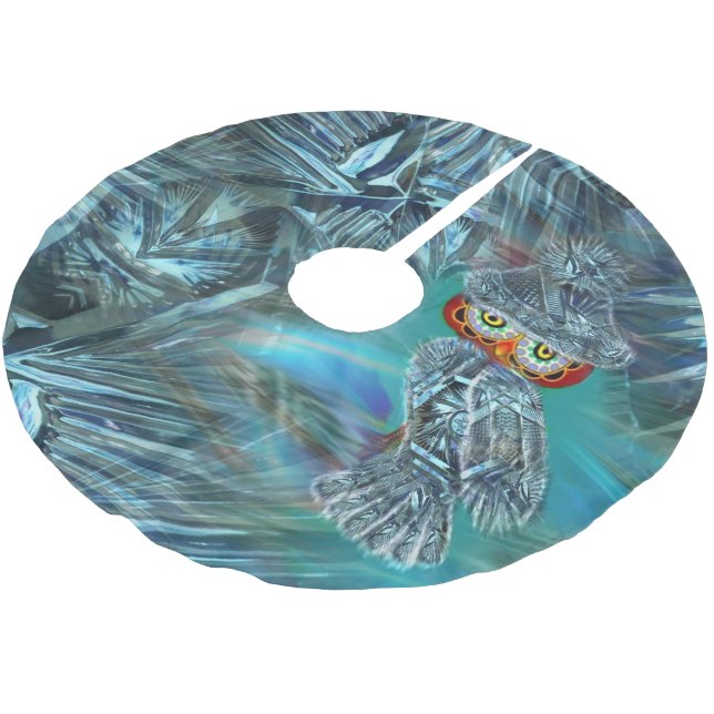 Crystallized Winter Fashion Owl Tree Skirt (Angled)