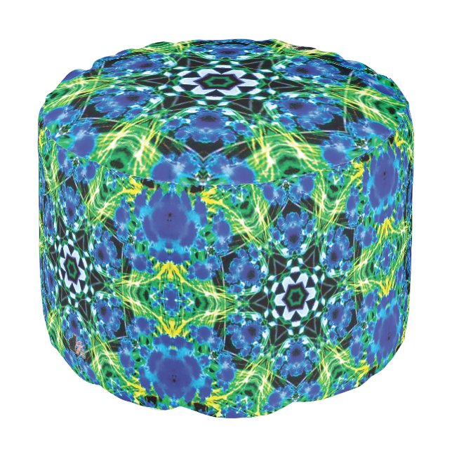 Crystalmarine Kaleid Round Pouf (Angled Front)