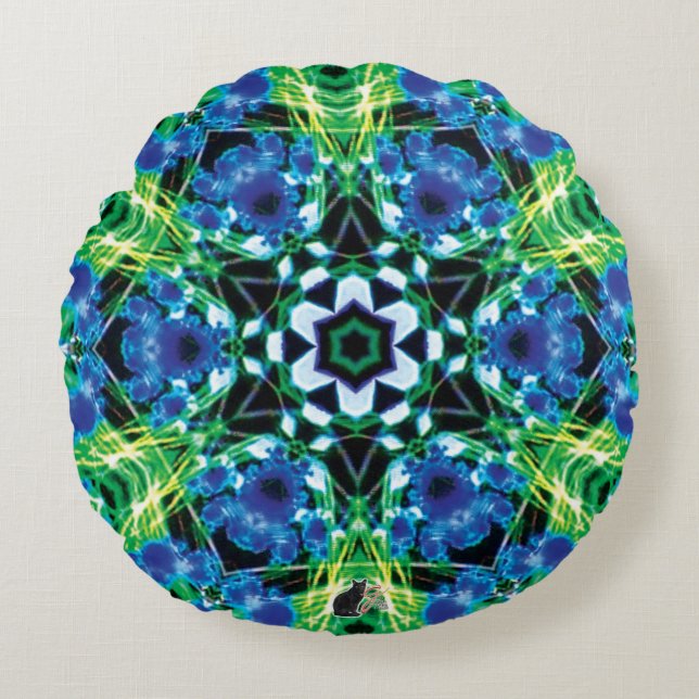 Crystalmarine Kaleidoscope  Round Pillow (Front)