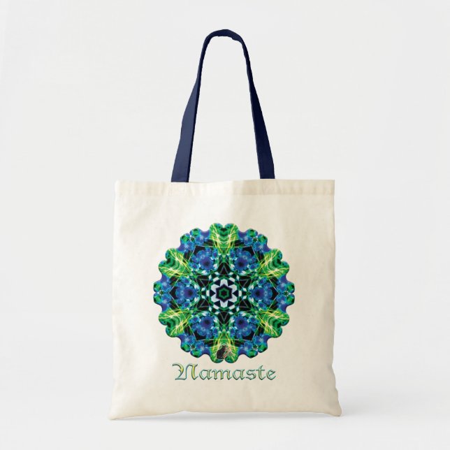 Crystalmarine Namaste Kaleidoscope Tote Bag (Front)