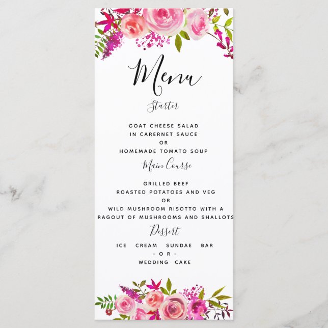 crystalPink Peach Roses wedding menu TEMPLATE (Front)