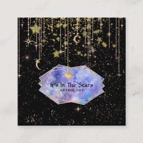  Crystals Cosmos Astrology Stars Moon Square Business Card