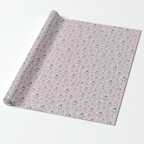 Crystals Diamond White Gray Silver Metallic Pink Wrapping Paper