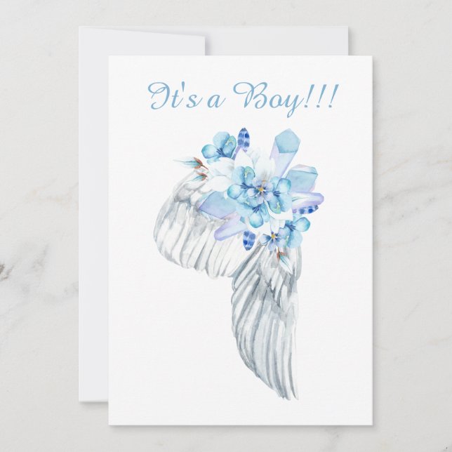 *~* Crystals Feathers Angel Wing Shower Invitation (Front)