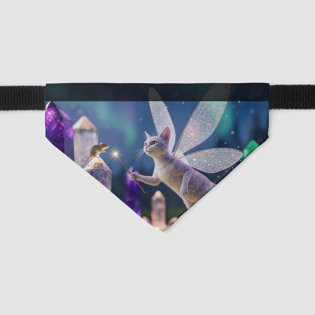 Crystals Garden Mice -Cat Fairy Pet Bandana Collar (Front)