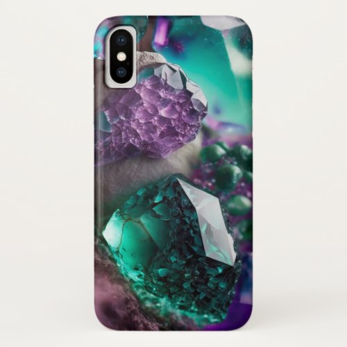 Crystals gems emerald amethyst  iPhone x case