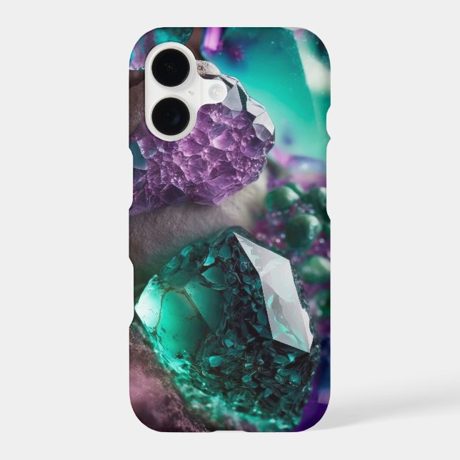 Crystals gems emerald amethyst  iphone case (Back)