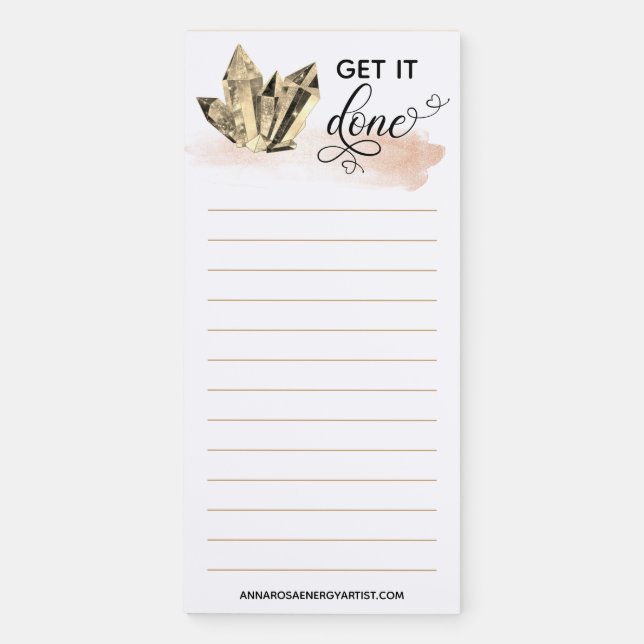 *~* Crystals Hearts Words GET IT DONE Rose Gold Magnetic Notepad (Front)