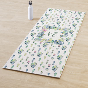 Crystals In Green Blue and Pink Yoga Mat