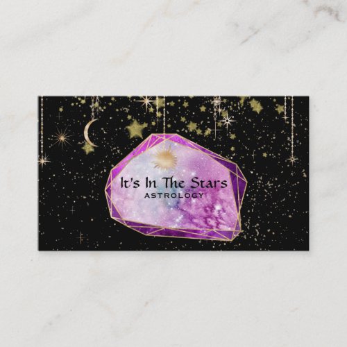  Crystals Moon Cosmos Astrology Gold Stars Business Card