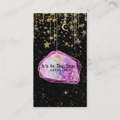  Crystals Moon Gold Stars Cosmos Astrology Business Card