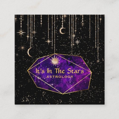  Crystals Moon Sky Cosmos Astrology Square Business Card