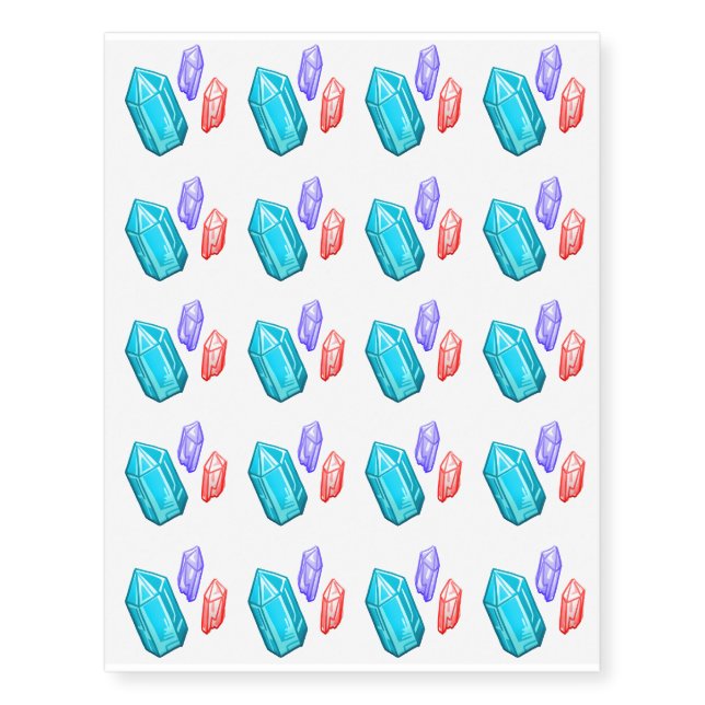 Crystals Multi Color Design Temporary Tattoos (Front)