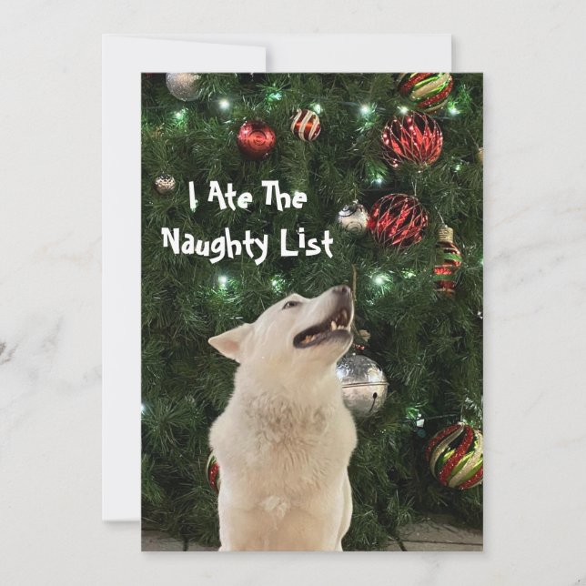 Crystal's Naughty List - Husky Dog Christmas Flat  Holiday Card (Front)