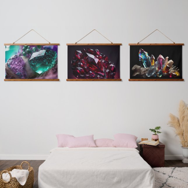 Crystals Ruby Amethyst Gemstones Hanging Tapestry (Bedroom)