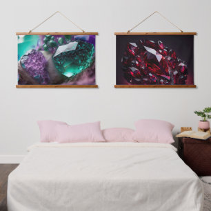 Crystals Ruby Amethyst Gemstones Hanging Tapestry