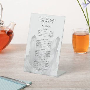 Crystals Spa Salon Services Menu Pedestal Sign