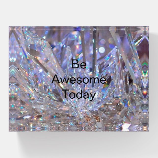 Crystals Under Glass Custom Text Gift for Her Paperweight (Front)