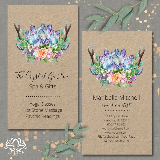 Crystals Yoga Energy Healer Psychic Reiki Spa Business Card (Creator Uploaded)