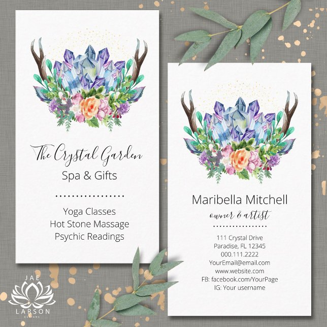 Crystals Yoga Energy Healer Psychic Reiki Spa Business Card (Creator Uploaded)