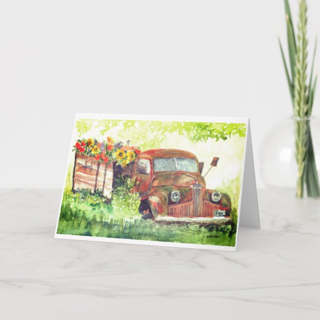 cs.5 old truck full of flowers card (Front)