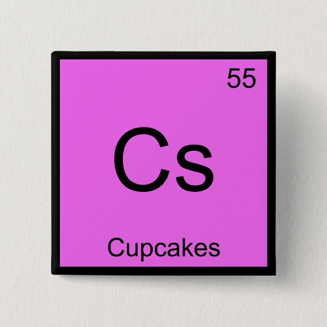 Cs - Cupcakes Chemistry Element Symbol Dessert Tee Pinback Button (Front)