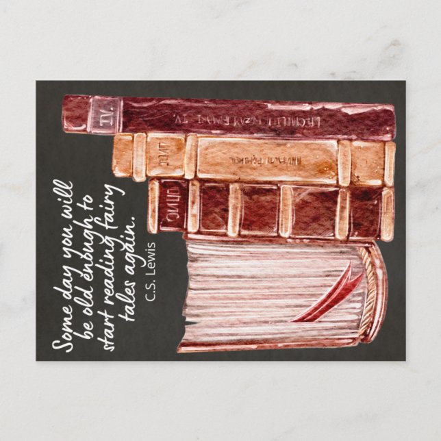 CS Lewis Books Reading  Holiday Postcard (Front)
