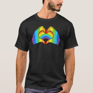 Csd Lgbt Hands Shape Rainbow Heart Pride White T-Shirt