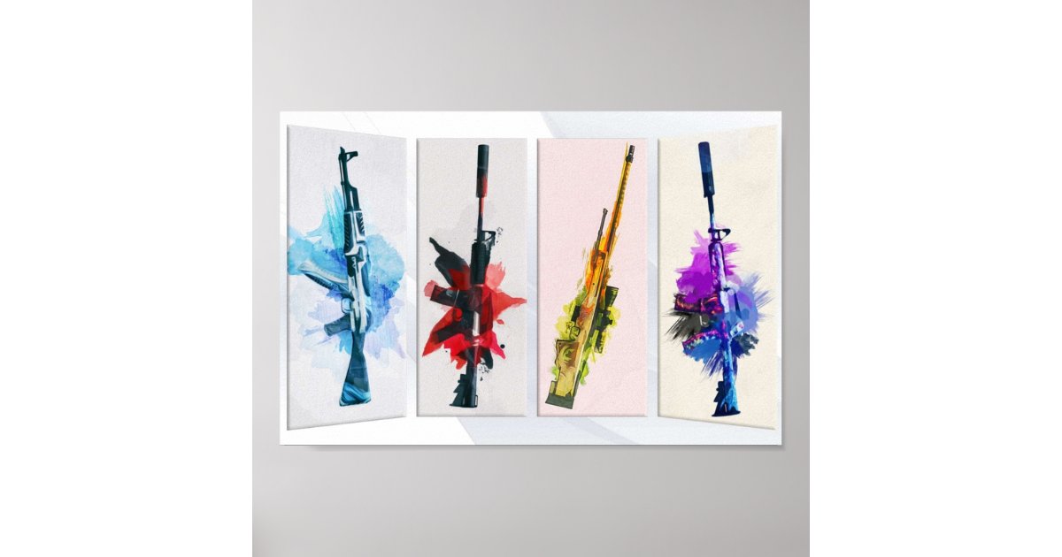 CSGO Watercolor weapons Poster | Zazzle