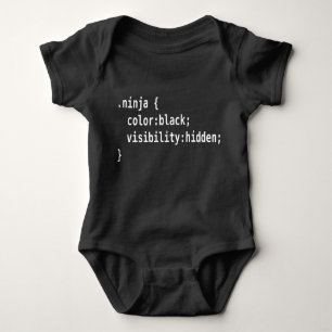 CSS Class Ninja White Text Web Developer Design Baby Bodysuit