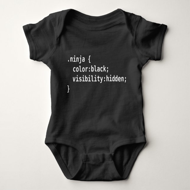 CSS Class Ninja White Text Web Developer Design Baby Bodysuit (Front)