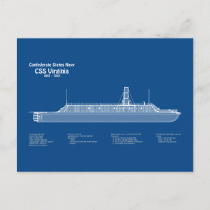 CSS Virginia - Ship Blueprint Plans ABD Postcard