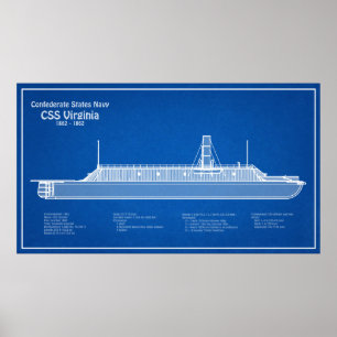 CSS Virginia - Ship Blueprint Plans ABD Poster