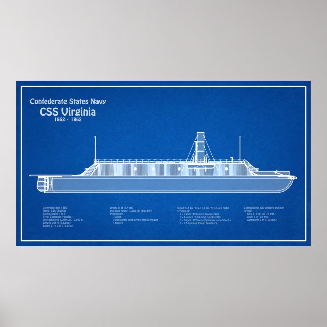 CSS Virginia - Ship Blueprint Plans ABD Poster (Front)