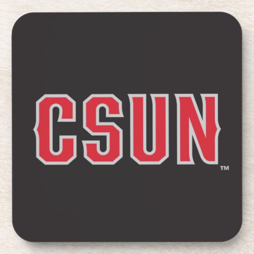 CSUN Logo on Black Drink Coaster