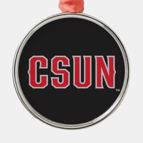CSUN Logo on Black Metal Ornament