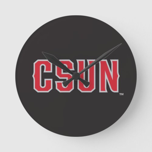 CSUN Logo on Black Round Clock